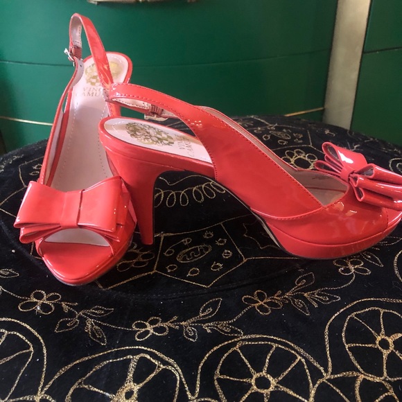Vince Camuto 6.5 Sling Back Bow Heels Anisha Coral - Picture 3 of 9